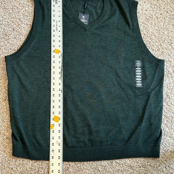 NWT Hart Schaffner Marx Green Extra Fine Merino Wool V-Neck Sweater Vest Sz 3XB - Picture 8 of 8